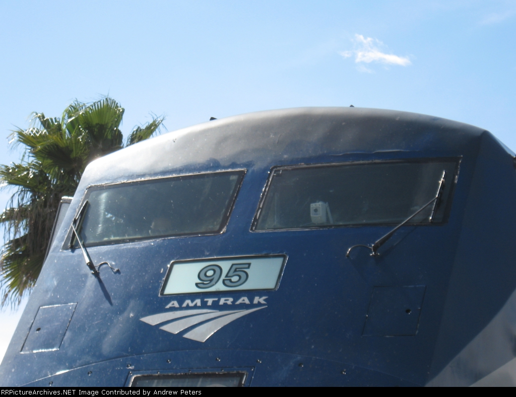 Amtrak cab close up